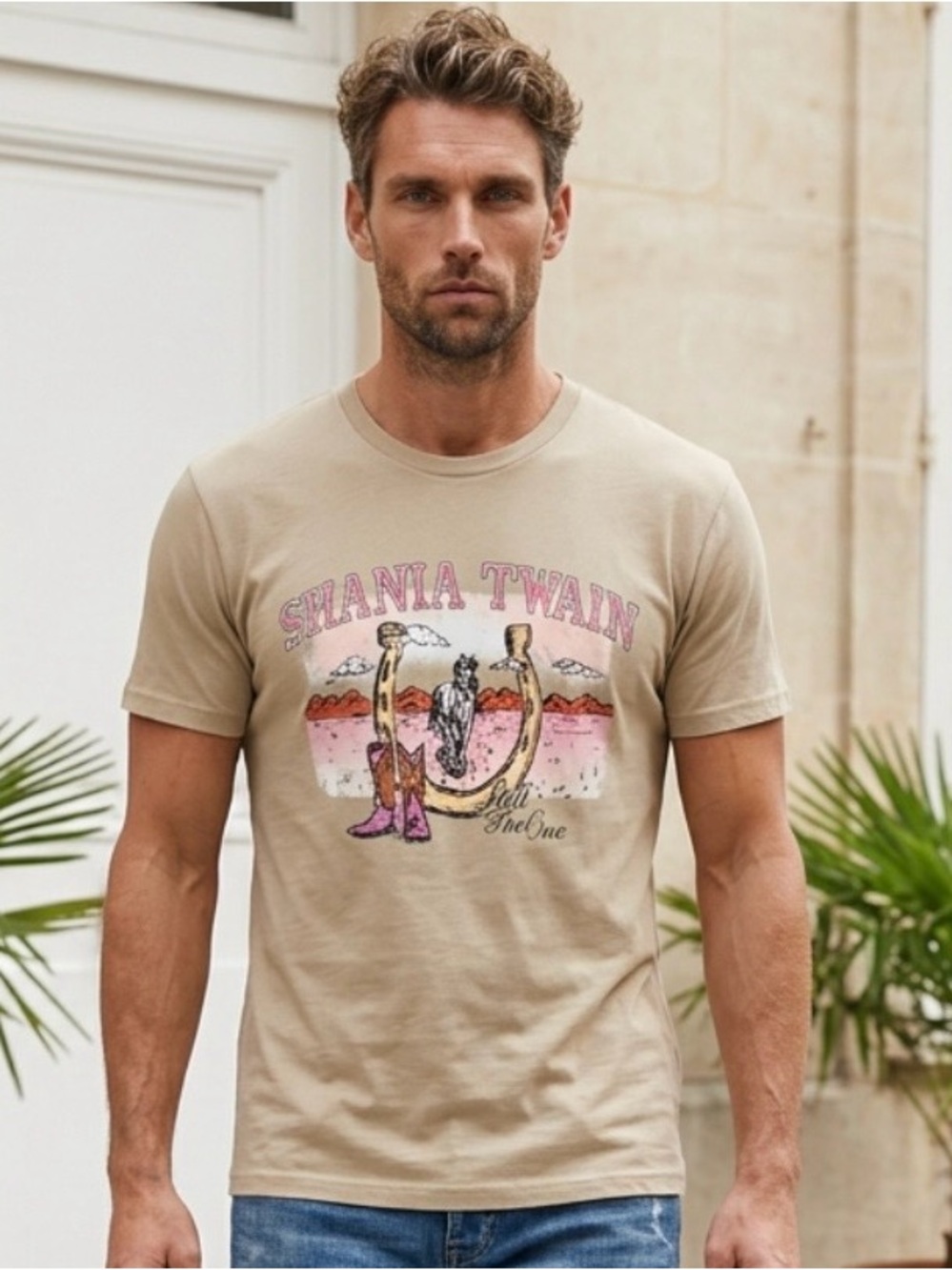 2 for $30 | Shania Twain Beige Graphic Short Sleeve Tee